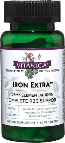 Vista 8 de Vitanica Iron Extra, suplemento de hierro de absorción mejorada con vitamina C 500 mg, metilfolato 400mcg, vitamina B12 500mcg, calcio, muelle