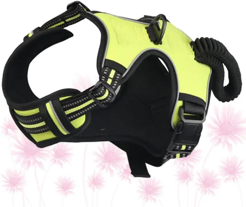 Vista 2 de LIOOBO Reflective Dog Harness Vest No-Pull Outdoor Walking Pet Harness with Adjustable Chest Strap Green XL for Medium to Large Dogs