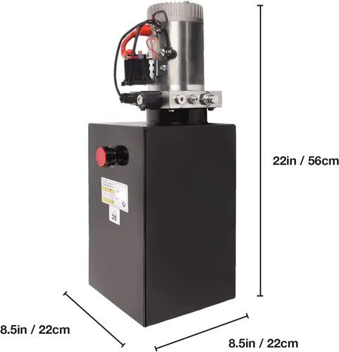 Vista 6 de Unidad de potencia hidráulica de 15 cuartos de galón, bomba de remolque de depósito de metal de efecto único de 12 V con control remoto