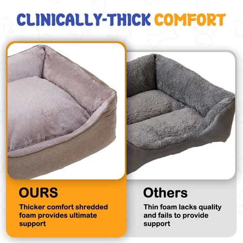 Vista 5 de Makigued Cama rectangular para perros de tamaño mediano con funda extraíble lavable, cama para mascotas con lados de refuerzo, parte inferior