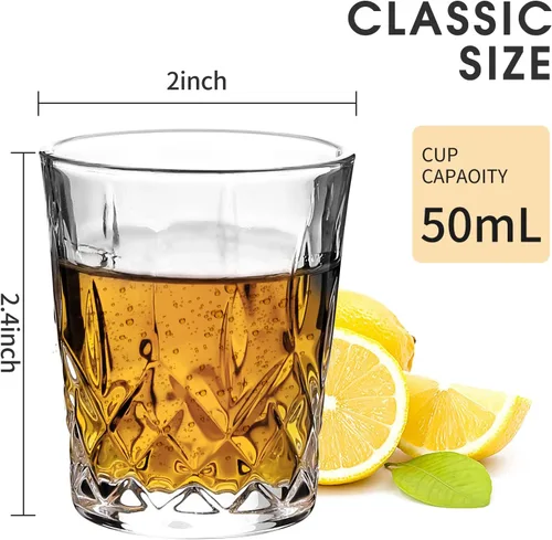 Vista 2 de Vasos de chupito de tequila de 1.7 onzas con base pesada, vasos de cristal cordial (4)