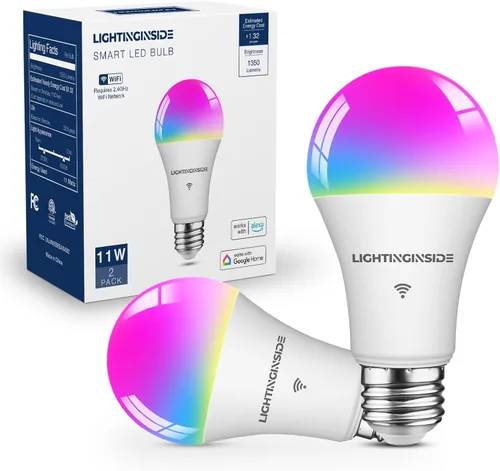 Vista 12 de Lightinginside Bombillas inteligentes equivalentes a 100 W, bombilla inteligente de 1350 lm 11 W, funciona con Alexa/Google Home/Smart Life, A19 E26