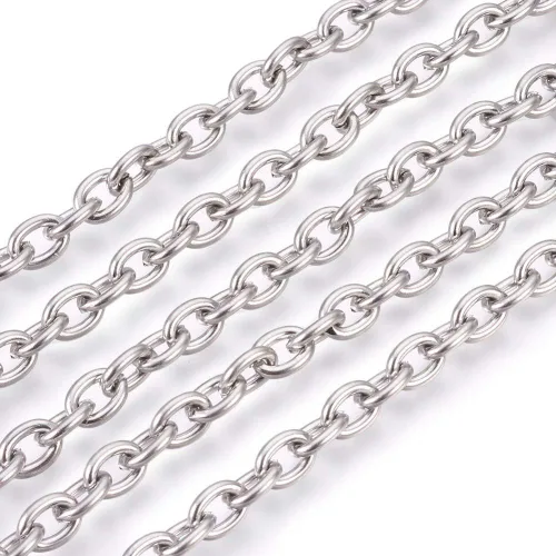 Vista 14 de DanLingJewelry Cadena de cable Rolo de acero inoxidable 304 de 16 pies, cadena de eslabones de cable redondo, cadena Belcher para fabricación