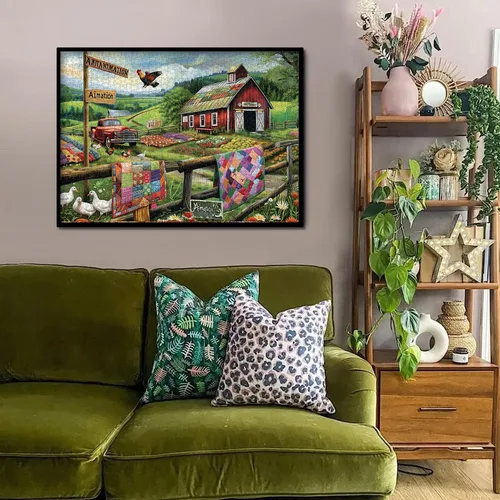 Vista 5 de Rompecabezas de 1000 piezas de granja de vida campestre para adultos, rompecabezas de flores de pájaro natural, desafiante rompecabezas de paisaje
