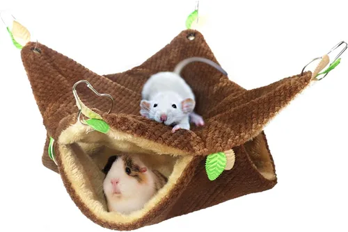 Vista 10 de LEFTSTARER Hamaca de conejillo de indias, hurón, rata de juguete, jaula de animales pequeños, accesorios para túnel y litera para rata, hurón