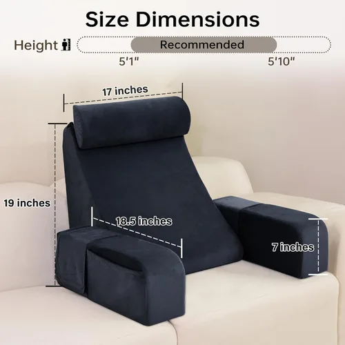 Vista 3 de ENITYA Almohada de espalda para cama, almohada de lectura de 19 pulgadas para sentarse en la cama para adultos, almohada de apoyo de espalda