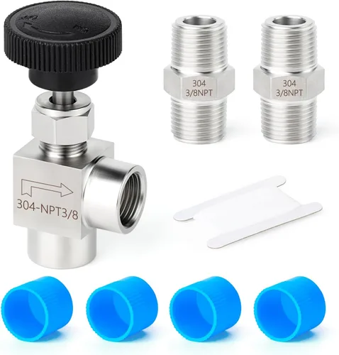 Vista 33 de TAISHER 1 pieza Válvula de aguja de 90 grados de acero inoxidable 304 1/2" NPT macho x 1/2" NPT hembra para control de flujo de agua, gas y aceite