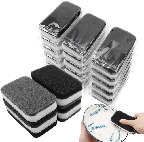Vista 9 de Esponja para lavar platos de cocina, esponjas envueltas individualmente, almohadilla para fregar a granel antiarañazos, esponjas de platos sin olor