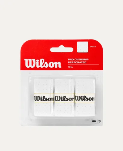 WILSON Pro Overgrip - Paquete de 3 perforaciones, color blanco, tenis, bádminton, squash (blanco)