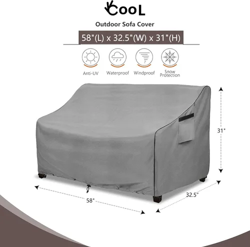 Vista 2 de okcool Funda resistente para sofá de patio, 100% impermeable, de 2 plazas, para exteriores de hasta 58 pulgadas de ancho x 32.5 pulgadas