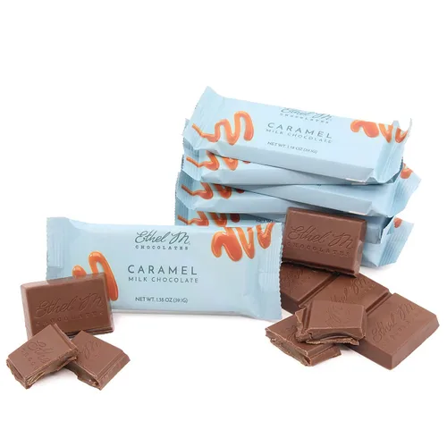 Vista 4 de Ethel M Chocolates Juego de 8 barras de caramelo de chocolate con leche premium, dulces, cremosas, hechas a mano, ricas e irresistibles