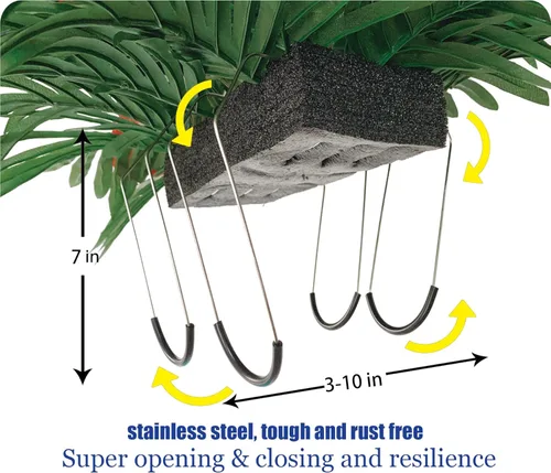 Vista 4 de Cemetery Flower for Grave Decoration - Headstone Flower Saddle with Artificial Red Rose and Blue Cattleya Hybrida, Easy Fit