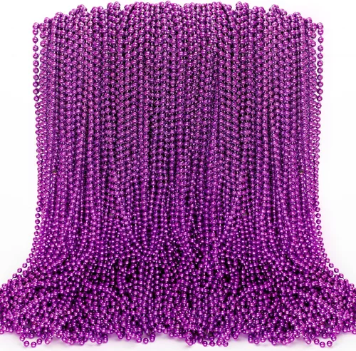 Vista 13 de EOBOH 100 PCS Collares de Cuentas de Mardi Gras, Collar de Cuentas Coloridas Juguete Recuerdos de Fiesta, Accesorios de Disfraz de Cuentas de 33" a