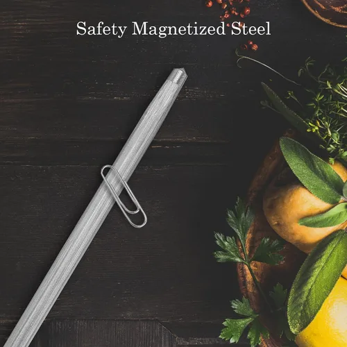 Vista 5 de TUO Varilla afiladora de cuchillos, varilla de afilado de 8 pulgadas para afilar cuchillos de cocina, acero de afilado profesional con mango