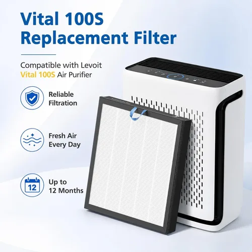 Vista 2 de Vital 100S - Filtro de repuesto para purificador de aire LEVOIT Vital Blanco