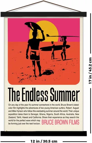 Vista 2 de Scorpio Posters The Endless Summer - Officially Licensed - Retro Movie Mini Poster - 11" x 17" - with Black Wood Poster Holder