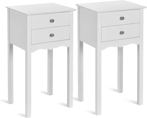 Vista 10 de Giantex Mesa auxiliar con 2 cajones, mesita de noche, mesa decorativa multiusos, sala de estar, dormitorio, muebles para el hogar (1, negro)