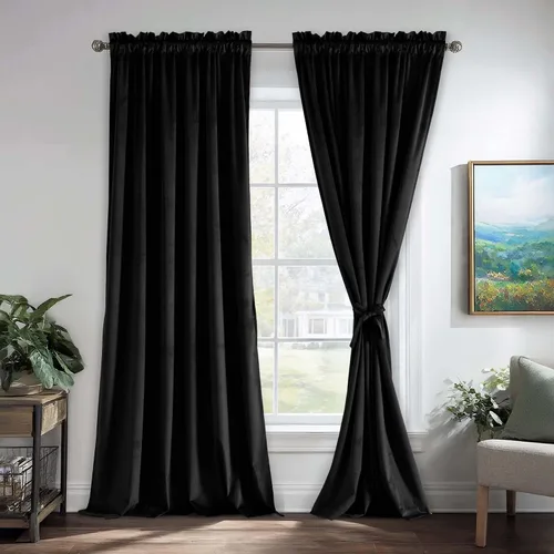 Vista 141 de JIUZHEN Cortinas de terciopelo de 84 pulgadas de largo, 2 paneles para sala de estar, cortinas opacas de lujo con aislamiento térmico para oscurecer