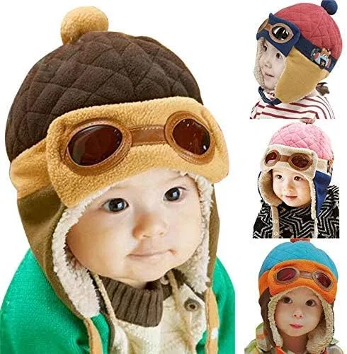 Vista 2 de Gorros de ganchillo con orejeras de piloto gorros de conejo para invierno gorros de punto cálidos para niños pequeños niñas y niños