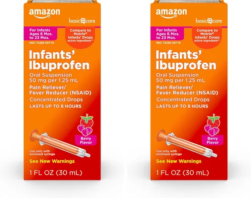 Vista 11 de Amazon Basic Care - Suspensión oral de ibuprofeno para bebés, 50 mg/1.25 mL, gotas concentradas sabor a bayas, sin colorantes, 1 fl oz (paquete de 1)