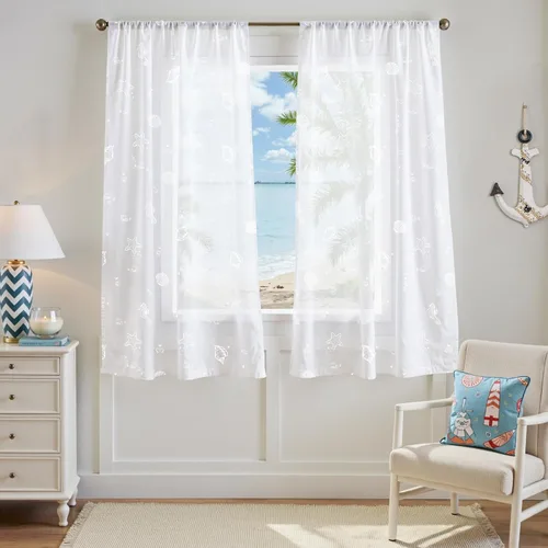 jinchan Cortinas traslúcidas blancas para sala de estar, dormitorio, cuarto de bebé, cortinas de 63 pulgadas de largo para casa de playa, gasa