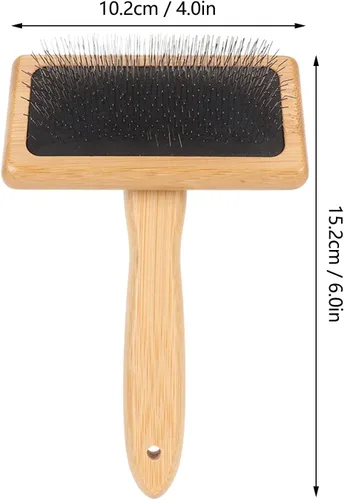 Vista 4 de FOSA Peine deslizante de macramé, cepillo de lana, alfileres de bambú, peine de alfombra de cardado, cepillo de limpieza de bambú para tapiz