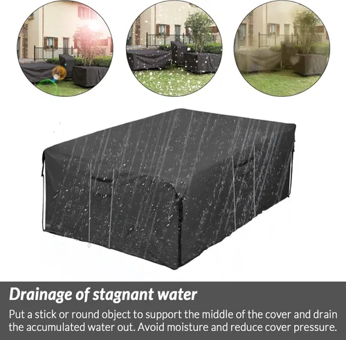 Vista 7 de YJHome Fundas de mesa para exteriores, impermeables, rectangulares, para muebles de patio, juego de mesas y sillas para exteriores, fundas