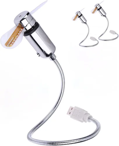 Vista 10 de Sokelinn-six Ventilador LED USB, mini ventilador de refrigeración flexible portátil alimentado por USB con interruptor para computadora
