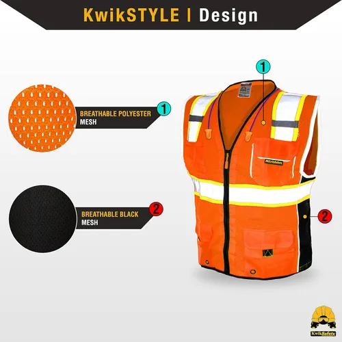Vista 2 de KwikSafety - Charlotte, NC - CLASSIC & SUPREME Safety Vest [Jumbo Pocket] Class 2 Work PPE ANSI Tested OSHA Compliant
