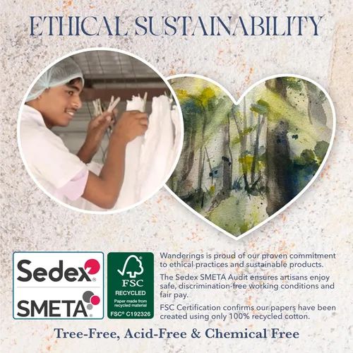 Vista 7 de Wanderings Papel de acuarela redondo grueso hecho a mano con borde deckle - 10.58 oz/m² - Papel circular texturizado blanco de alta calidad