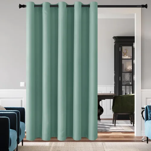 Vista 34 de DWCN Cortina divisora de habitación para total privacidad con bloqueo de luz - Cortinas térmicas para puerta de patio, sala de estar, división