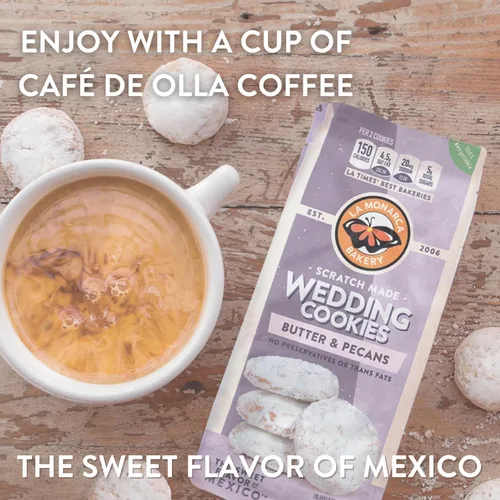 Vista 4 de Galletas de Boda Mexicanas, 6 onzas (Paquete de 3), Galletas Mantecosas con Nueces y Espolvoreadas con Azúcar en Polvo de La Monarca Bakery