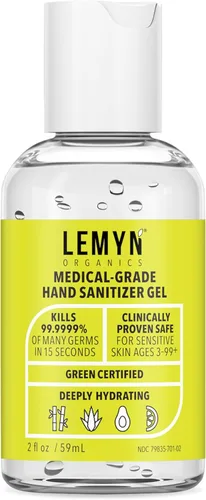 Lemyn Organics Gel desinfectante de manos de grado médico, 97% orgánico, 2 onzas líquidas.