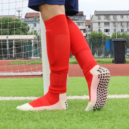 Vista 8 de Grip Socks with Leg Sleeves and Shin Guard Straps Anti Slip Non-Skid Durable & Comfy Soccer Socks for Training & Matches