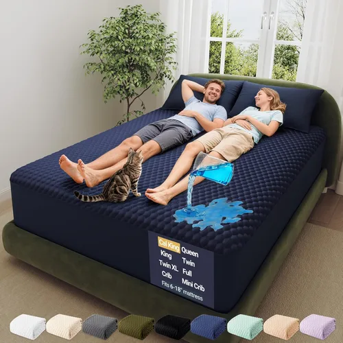 Vista 35 de OhGeni - Protector de colchón 100 % impermeable, almohadilla suave para colchón tamaño individual, resistente al pelo de mascotas y a la enuresis