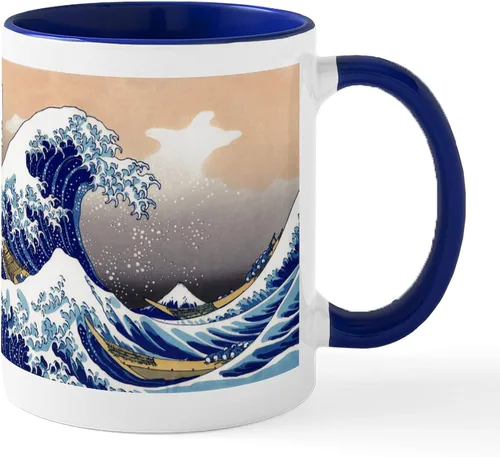 Vista 7 de CafePress The Great Wave Off Kanagawa - Taza de café de cerámica, taza de té de 11 onzas Blanco