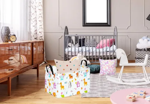 Vista 6 de Cesta Rectangular de Regalo, Cesta de Almacenamiento para Guardería, Cesto de Ropa Sucia, Caja de Almacenamiento y Contenedores para Ropa del Hogar