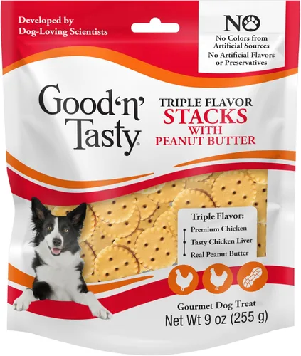 Vista 13 de Good 'n' Tasty Pilas de triple sabor con queso, 9 onzas, aperitivos de tamaño bocado para perros con pollo premium y queso real