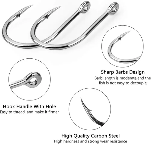 Vista 2 de HETH - Juego de 2000 ganchos de gusano de pesca de acero de alto carbono para agua salada y agua dulce con 10 tamaños