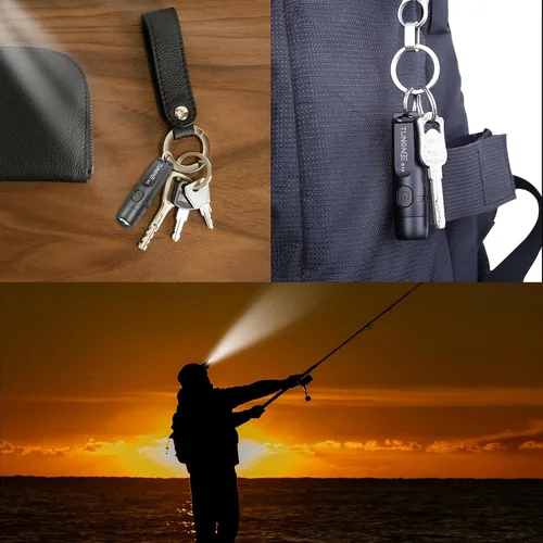 Vista 6 de Linternas de Llavero Recargables, Linternas de Bolsillo EDC de 650 Altos Lúmenes, Mini Linterna para Camping al Aire Libre Emergencia (Negro)