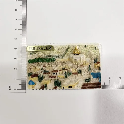 Vista 6 de Imán de nevera 3D de Jerusalén, regalo de recuerdo de resina, hecho a mano, para nevera, colección de decoración para el hogar y la cocina