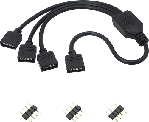 GELRHONR Divisor RGB de 12 V, cable de 4 pines a 3, conector de tira LED para luz de cinta LED 5050, extensión de la placa base del ventilador de