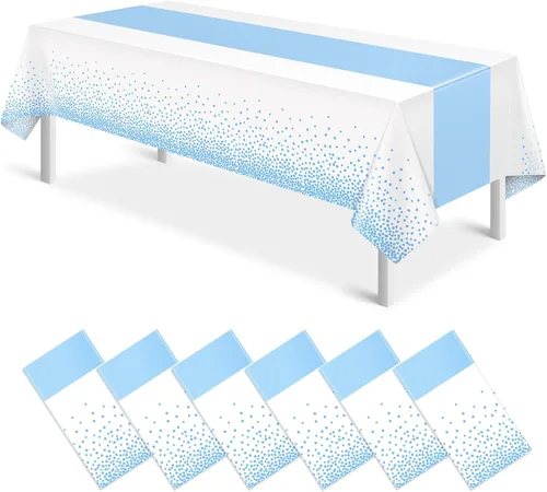 Vista 51 de 3 piezas de mantel y camino de mesa blanco y dorado para decoración de fiesta, mantel de plástico blanco con estampado dorado, camino de mesa Oro