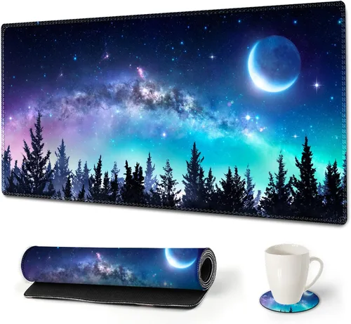 Vista 17 de AIMSA Alfombrilla de mouse grande para juegos extendida con borde cosido, alfombrilla de mouse para teclado y mouse con base de goma antideslizante