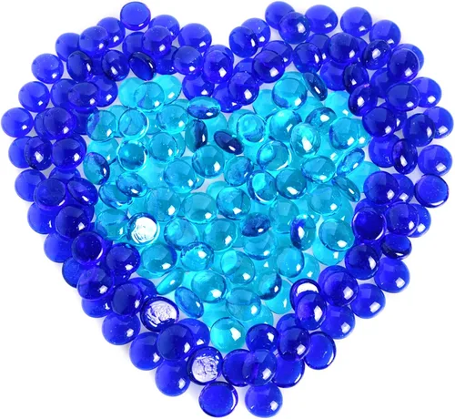 Kissvian Mármoles de vidrio planos, gemas, piedras, cuentas para decoración del hogar, jarrón, mesa, dispersa, manualidades, acuario, 2 libras