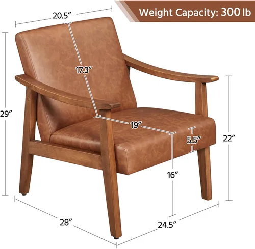 Vista 4 de Yaheetech Silla de Acento de Pana, Sillón Moderno de Mediados de Siglo con Patas de Madera Sólida, Silla de Lectura y Ocio con Respaldo Alto