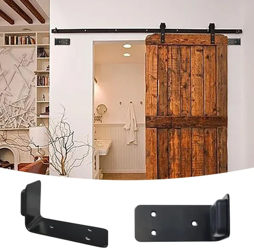 Vista 6 de Tope de puerta de ángulo recto de 90 grados, resistente para puerta corrediza de granero, anticolisión, tope de puerta montado en la pared