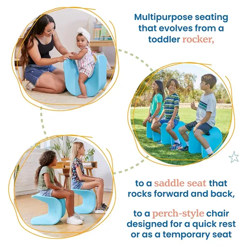 Vista 25 de ECR4Kids Asiento ondulado, altura del asiento de 14 a 15.1 pulgadas, taburete de perca, amarillo, paquete de 2