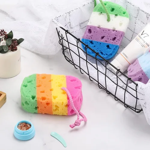 Vista 7 de BTYMS Esponja de baño exfoliante para el cuerpo, esponja de ducha, esponja suave, puf de espuma para el cuerpo, 3 piezas