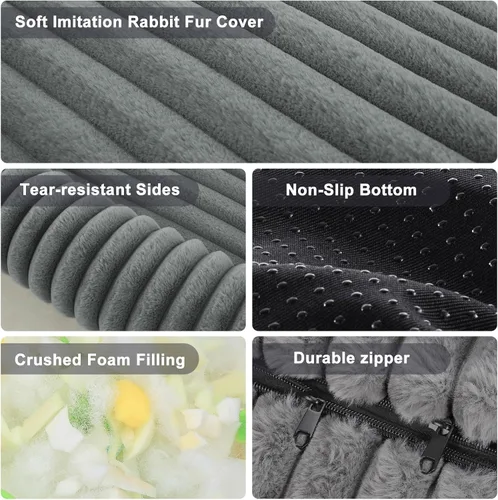 Vista 9 de Camas para perros pequeños, cama ortopédica lavable para perros con funda extraíble, rectangular, suave, relajante, para cachorros, duradera